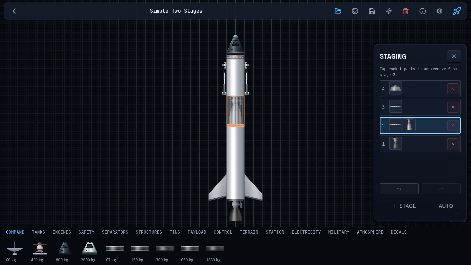 The Rocket Foundry builder with a modular spacecraft and part tools